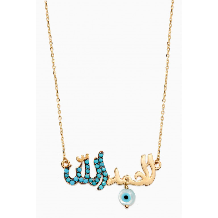 Le Petit Chato - Hamdulilah Necklace with Turquoise in 18kt Yellow Gold