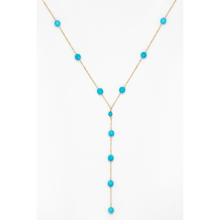 Le Petit Chato - Y Necklace with Turquoise in 18kt Yellow Gold