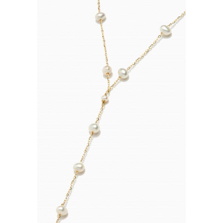 Le Petit Chato - Y Necklace with Pearls in 18kt Yellow Gold