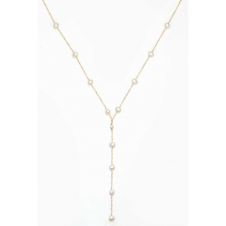 Le Petit Chato - Y Necklace with Pearls in 18kt Yellow Gold
