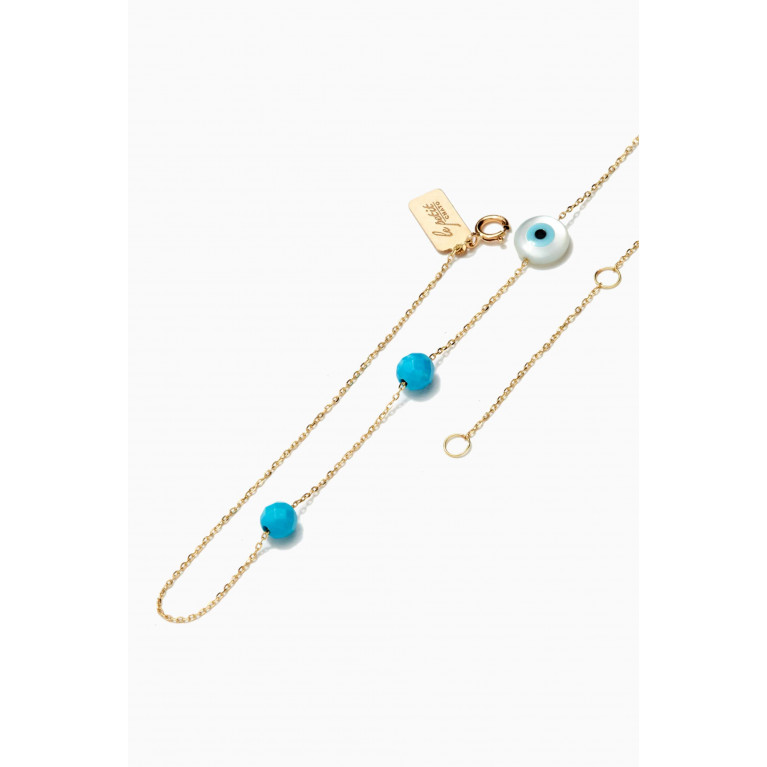 Le Petit Chato - Eye Charm Necklace with Turquoise in 18kt Yellow Gold