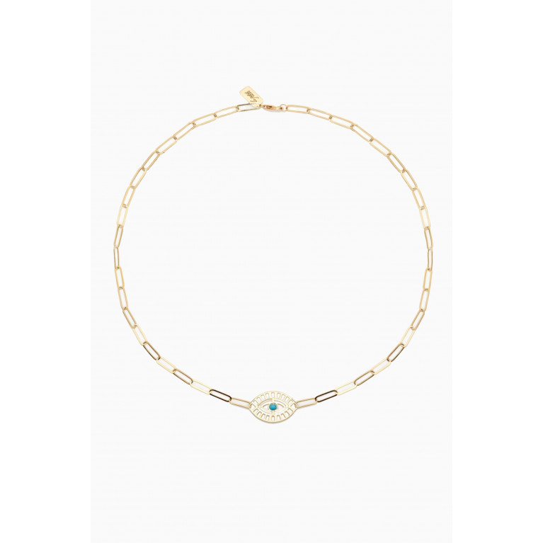 Le Petit Chato - Eye Choker with Turquoise in 18kt Yellow Gold