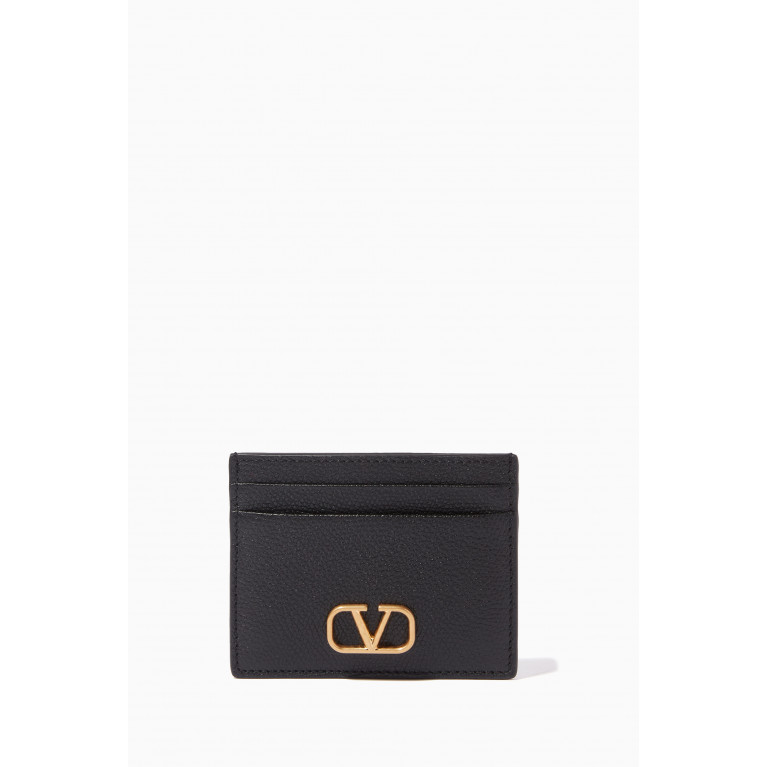Valentino - Valentino Garavani VLOGO Card Holder in Grainy Leather Black