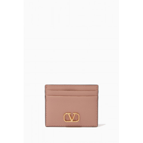 Valentino - Valentino Garavani VLOGO Card Holder in Grainy Leather Pink