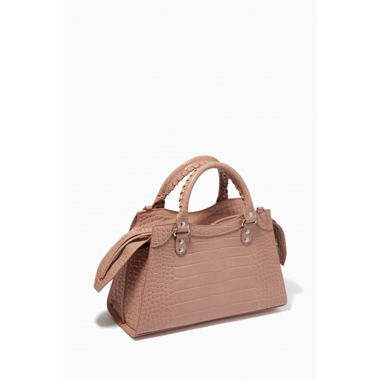 Balenciaga - Neo Classic Small Top Handle Bag in Shiny Crocodile Embossed Calfskin