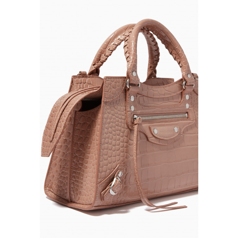 Balenciaga - Neo Classic Small Top Handle Bag in Shiny Crocodile Embossed Calfskin