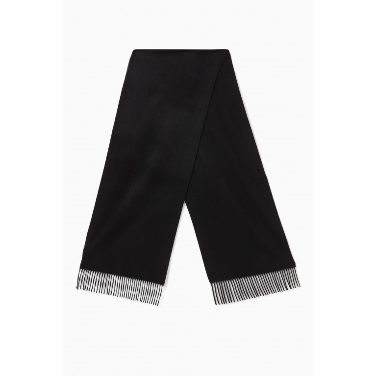 Saint Laurent - Knit Fringed Scarf in Cashmere Black