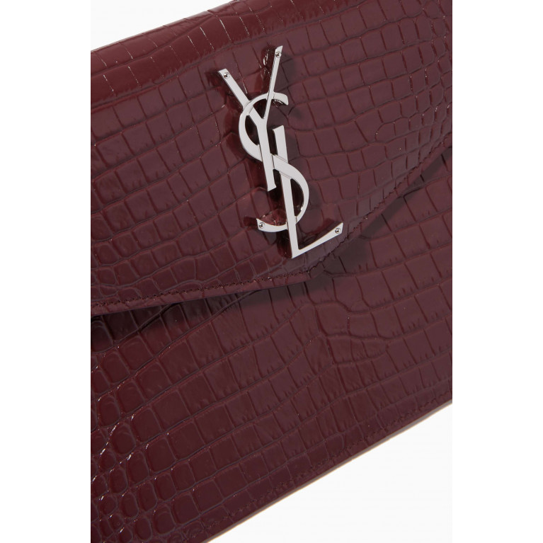Saint Laurent - Uptown Pouch in Croc-embossed Shiny Leather