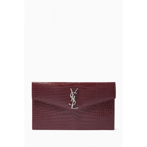 Saint Laurent - Uptown Pouch in Croc-embossed Shiny Leather