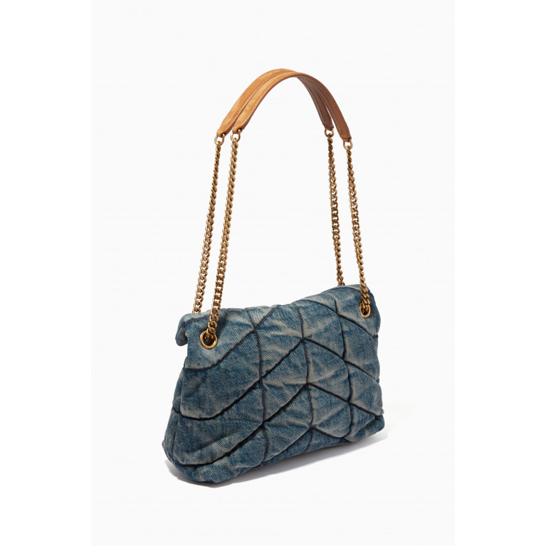 Saint Laurent - Small Loulou Puffer Bag in Quilted Vintage Denim & Suede