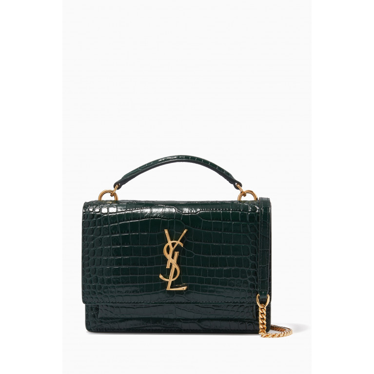 Saint Laurent - Sunset Chain Wallet in Croc-embossed Shiny Leather