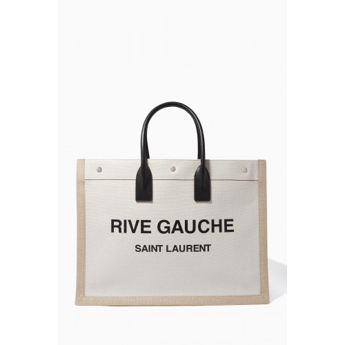 Saint Laurent - Large Rive Gauche Tote Bag in Linen & Leather