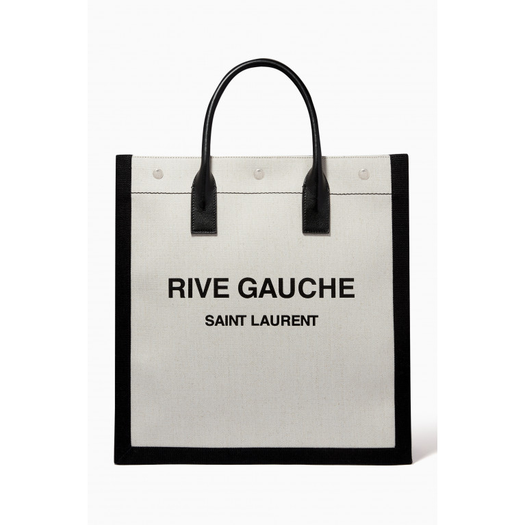 Saint Laurent - Rive Gauche N/S Tote Bag in Linen & Leather