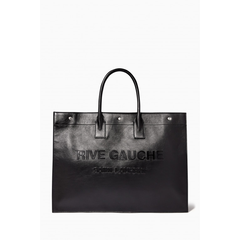 Saint Laurent - Large Rive Gauche Tote Bag in Smooth Leather Black