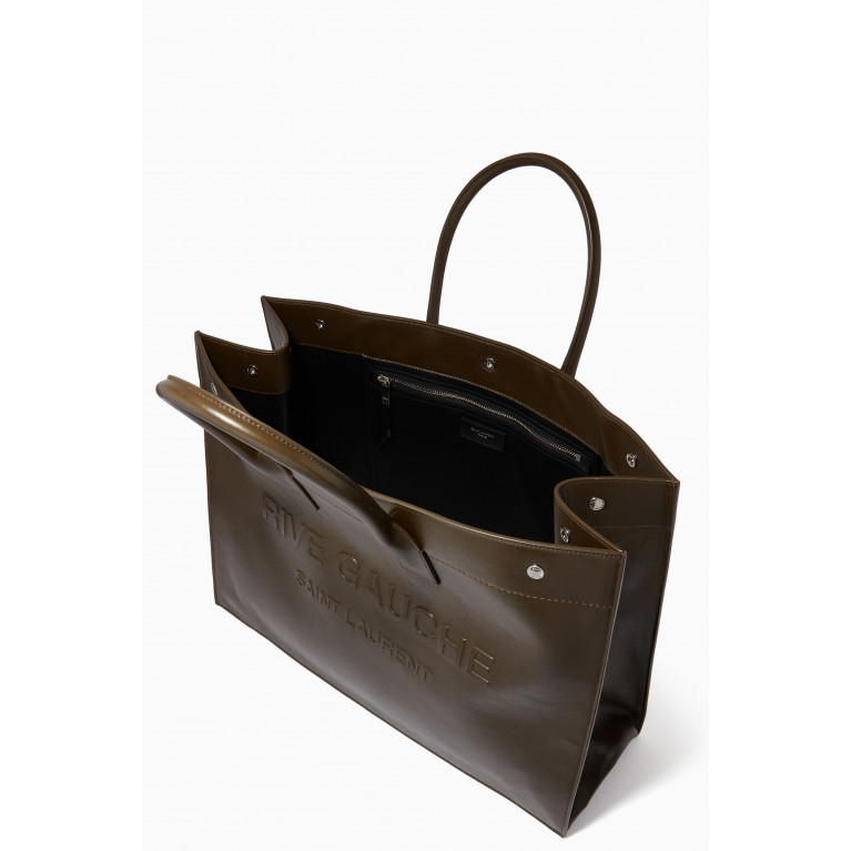 Saint Laurent - Large Rive Gauche Tote Bag in Smooth Leather Green