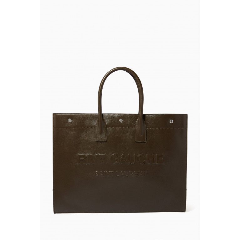 Saint Laurent - Large Rive Gauche Tote Bag in Smooth Leather Green