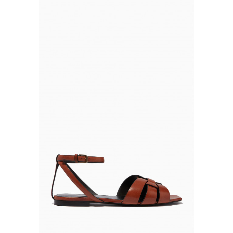 Saint Laurent - Tribute Flat Sandals in Smooth Leather