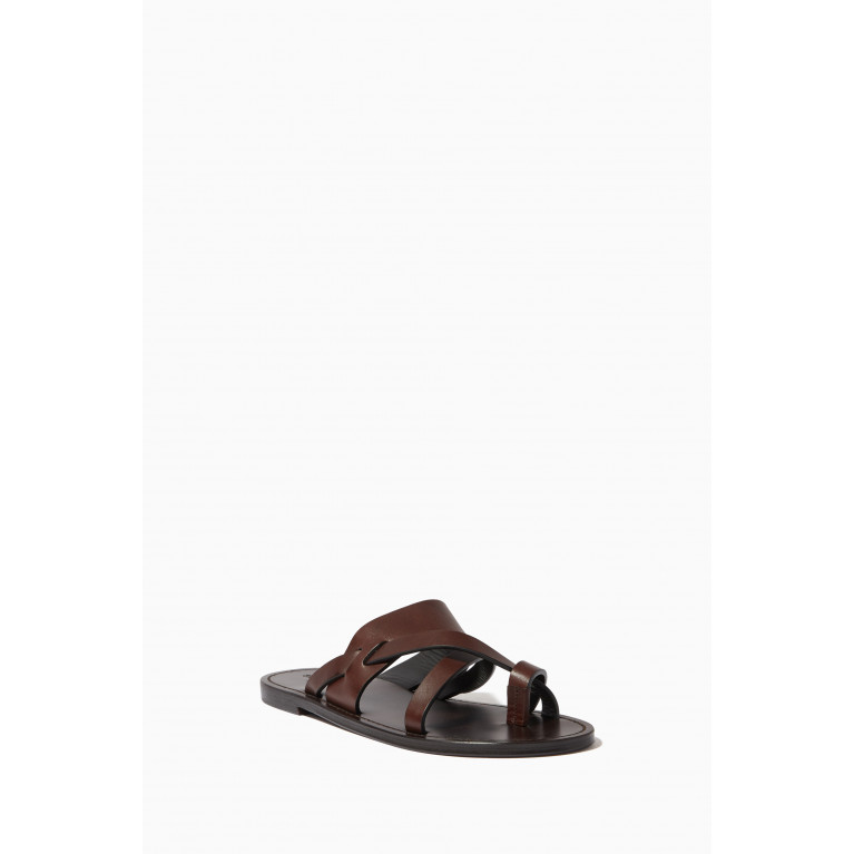 Saint Laurent - Culver Flat Mules in Smooth Leather Brown
