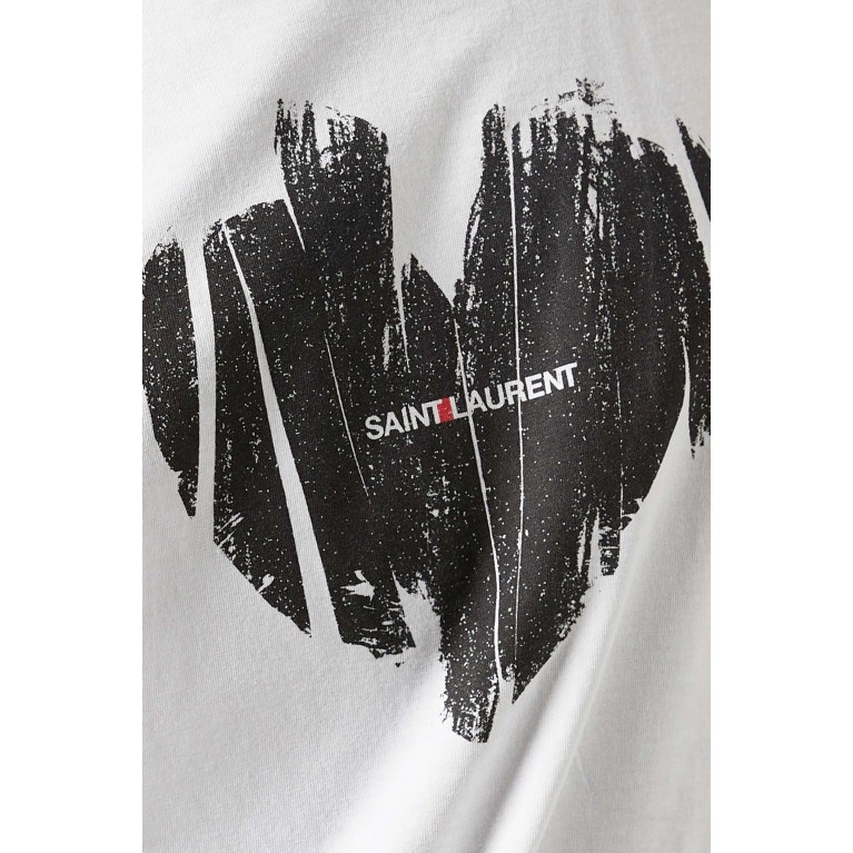 Saint Laurent - Heart Print T-shirt in Cotton Jersey