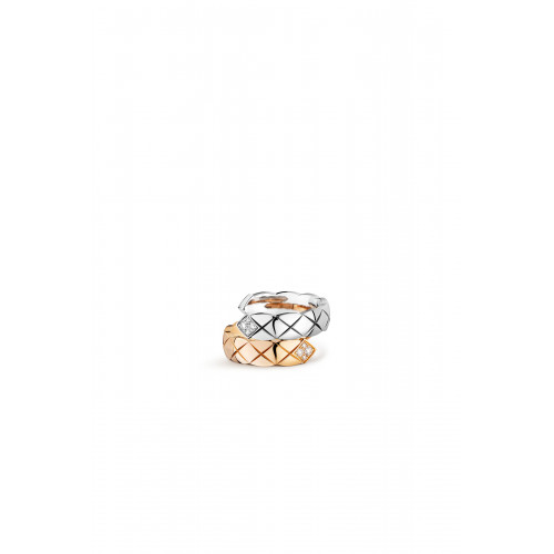 CHANEL - Quilted motif, large version, 18K white and BEIGE GOLD, diamonds