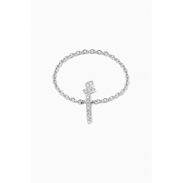 HIBA JABER - Initial Chain Ring - Letter "A" in 18kt White Gold