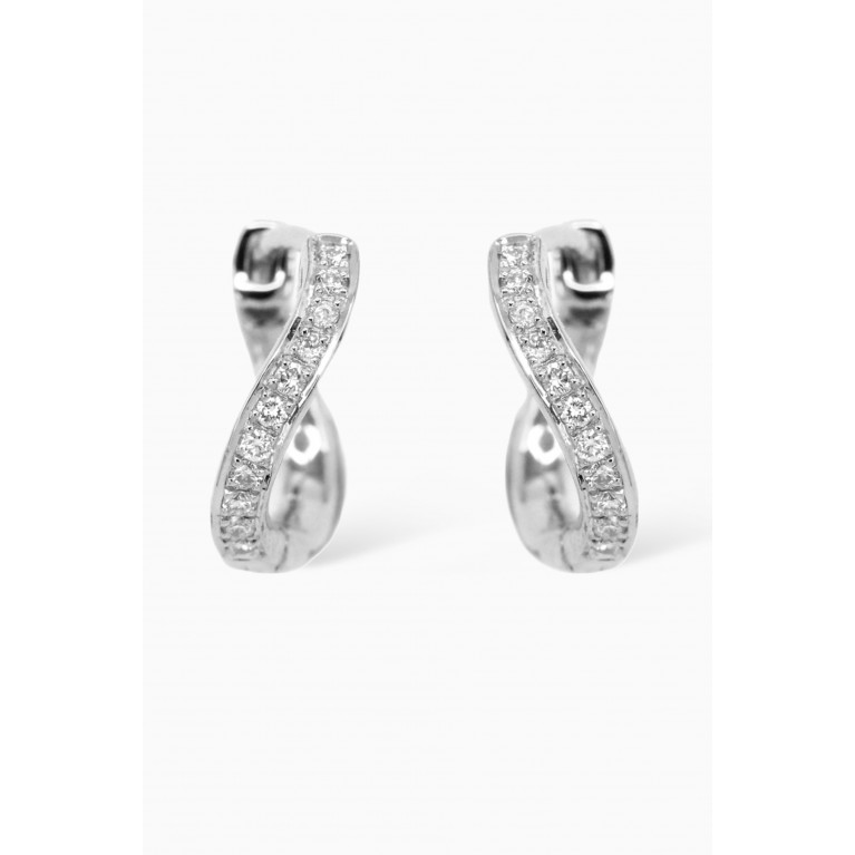 HIBA JABER - Mini Infinity Hoops with Diamonds in 18kt White Gold