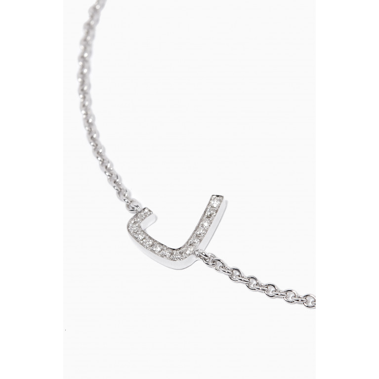 HIBA JABER - "D" Letter Bracelet with Diamonds in 18kt White Gold