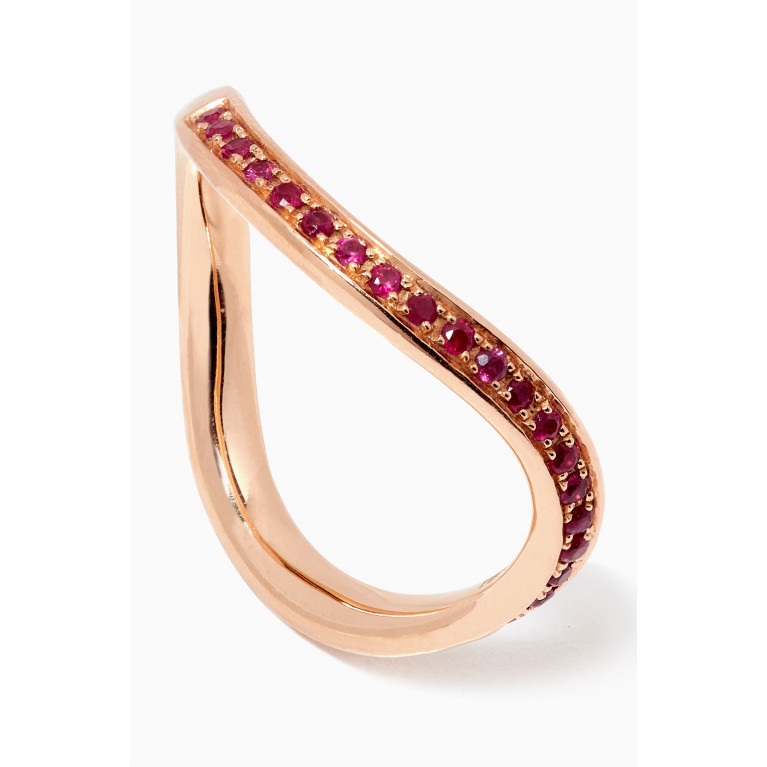 HIBA JABER - Midi Infinity Band Ring with Rubies in 18kt Rose Gold