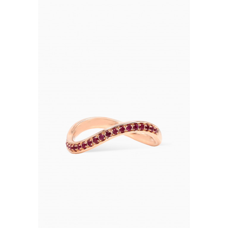 HIBA JABER - Midi Infinity Band Ring with Rubies in 18kt Rose Gold