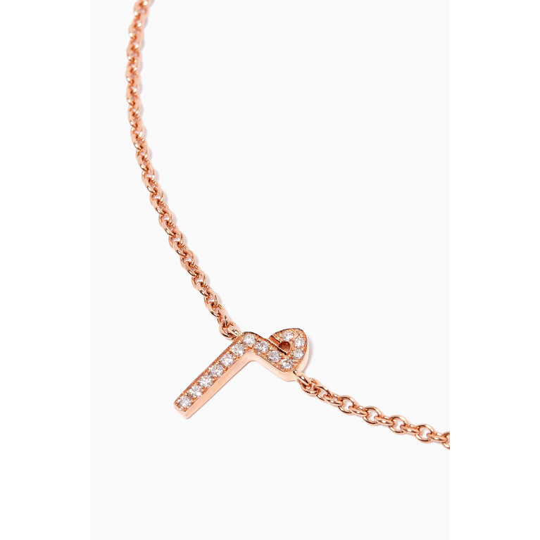 HIBA JABER - "M" Letter Bracelet with Diamonds in 18kt Rose Gold