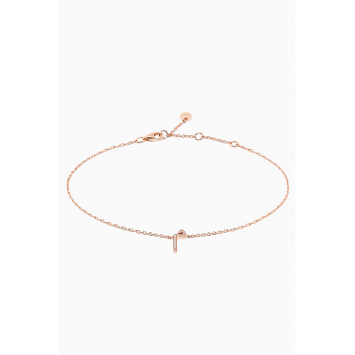 HIBA JABER - "M" Letter Bracelet with Diamonds in 18kt Rose Gold