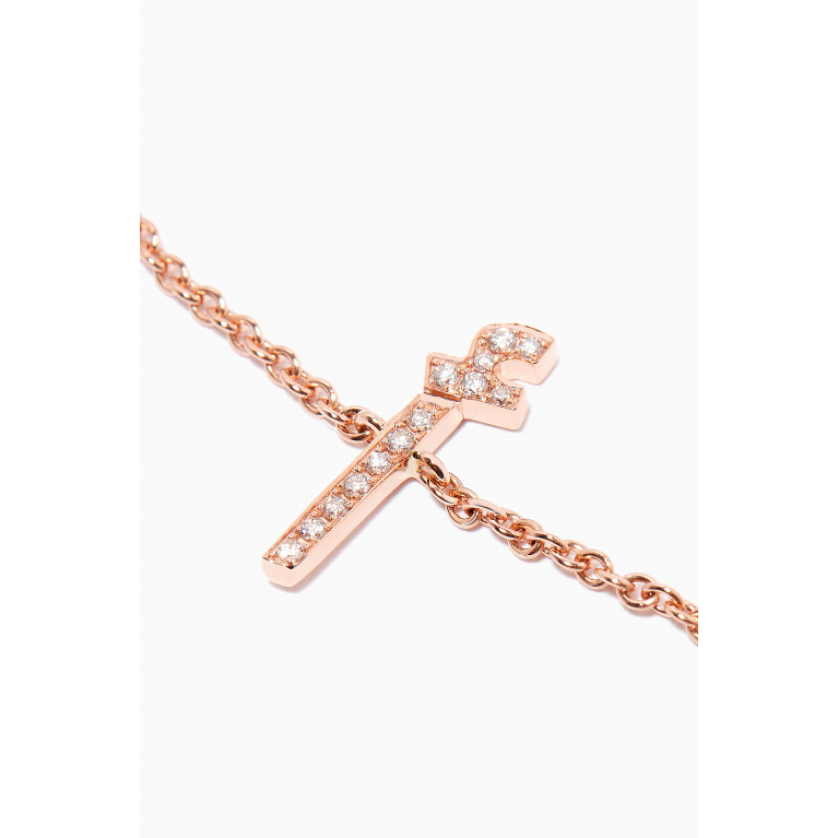 HIBA JABER - "A" Letter Bracelet with Diamonds in 18kt Rose Gold