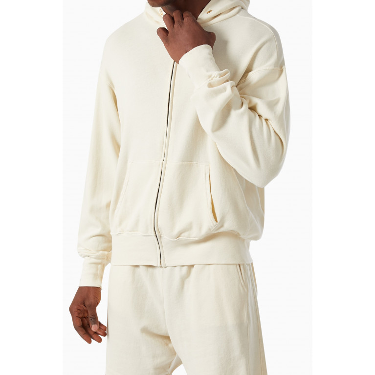 Les Tien - Crop Zip Hoodie in Cotton French Terry Neutral