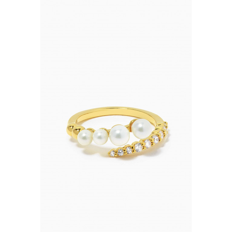 Tai Jewelry - Pavé & Pearl Open Ring