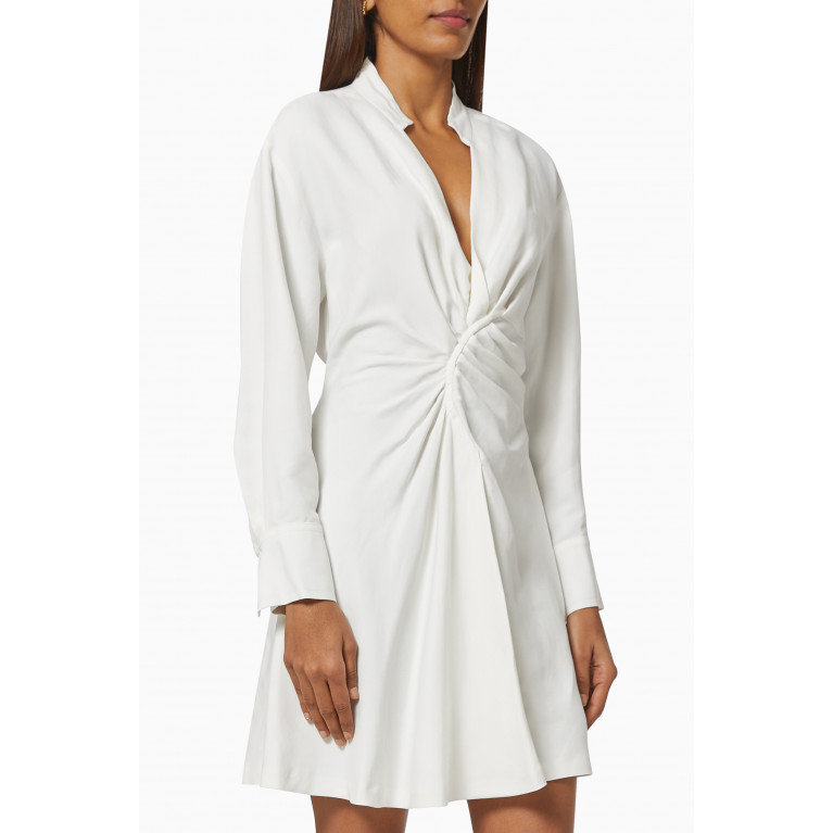 Sandro - Twisted Shirt Dress in Viscose Linen White