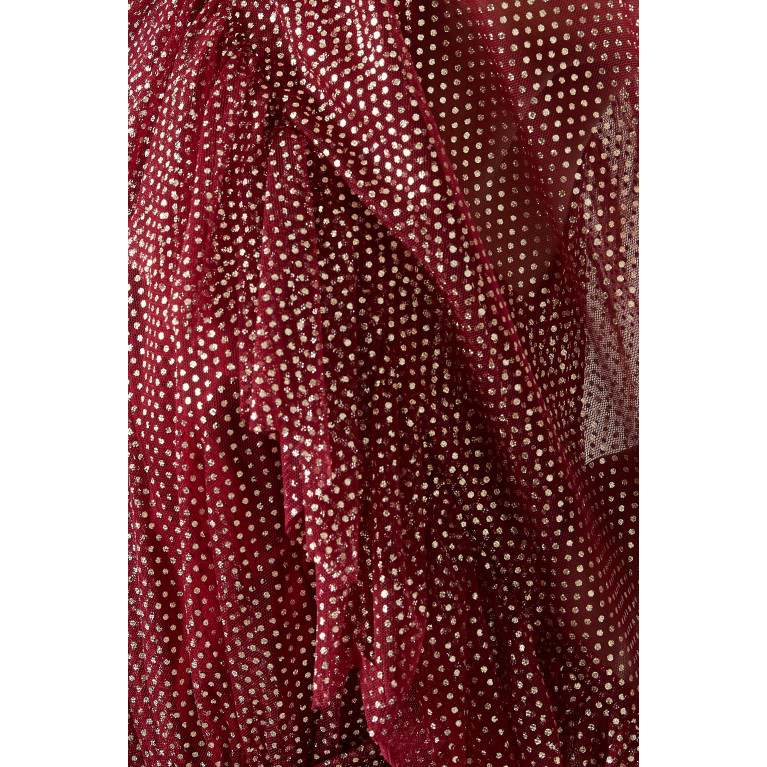 NASS - Cape Style Dress in Shimmer Tulle Burgundy