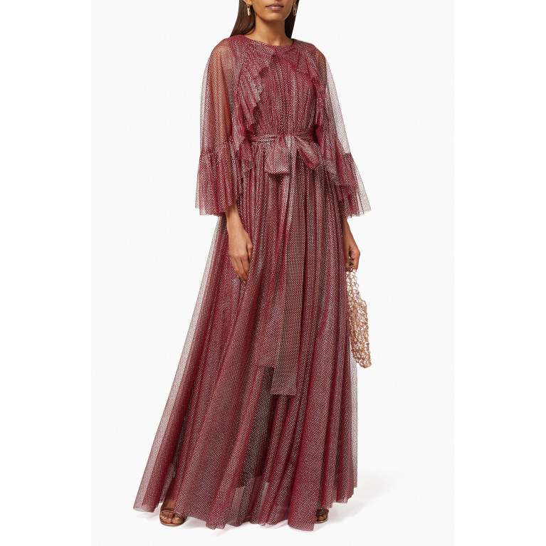NASS - Cape Style Dress in Shimmer Tulle Burgundy