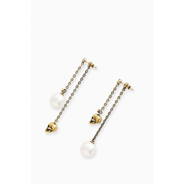 Alexander McQueen - Pearly Skull Chain Drop Earrings