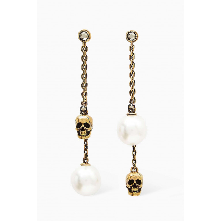 Alexander McQueen - Pearly Skull Chain Drop Earrings