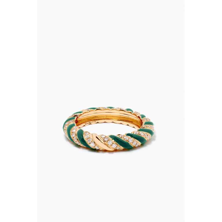 Yvonne Leon - Alliance Torsade Ring with Enamel in 9kt Yellow Gold