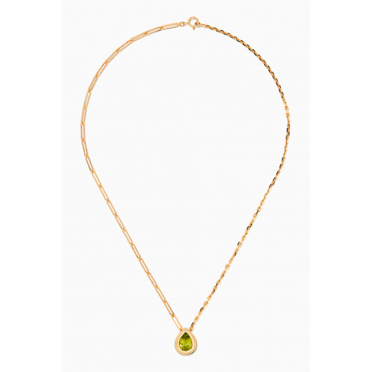 Yvonne Leon - Solitare Corundum Necklace in 18kt Yellow Gold Green