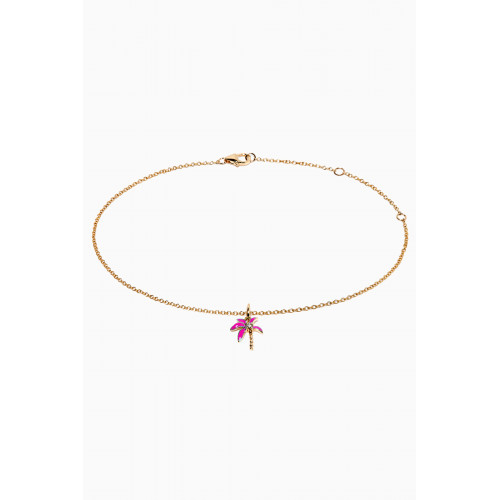 Yvonne Leon - Palm Tree Anklet in 9kt Yellow Gold Pink