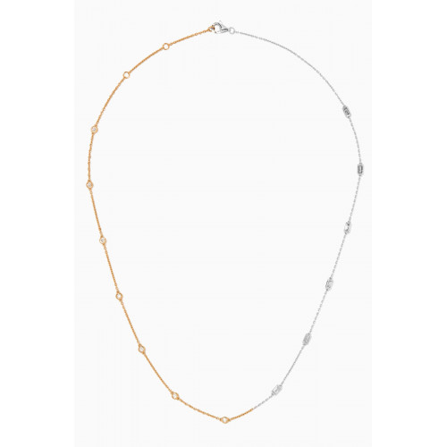 Yvonne Leon - Closed Baguette Diamond Necklace in 18kt Yellow & White Gold