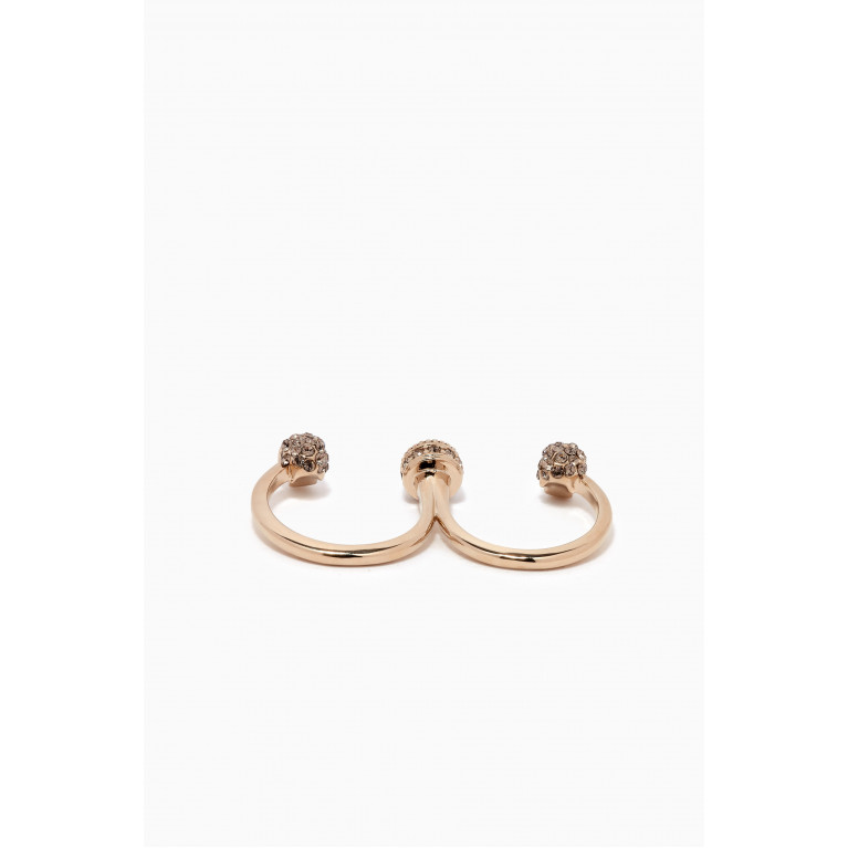 Alexander McQueen - Double Skull Ring in Gold-plated Brass