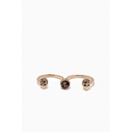 Alexander McQueen - Double Skull Ring in Gold-plated Brass
