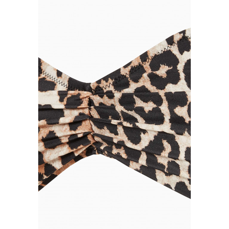 Ganni - Leopard Print Bikini Top in Recycled Polyester