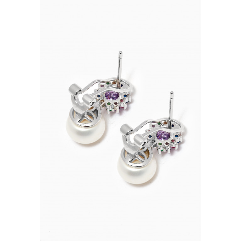 The Jewels Jar - Iris Amethyst and Pearl Earrings in Sterling Silver