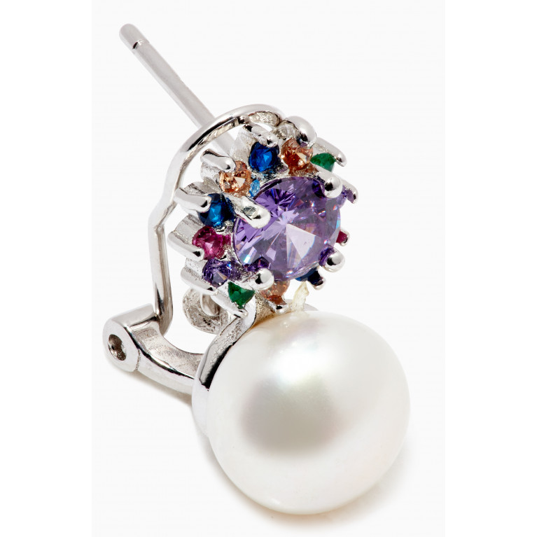 The Jewels Jar - Iris Amethyst and Pearl Earrings in Sterling Silver