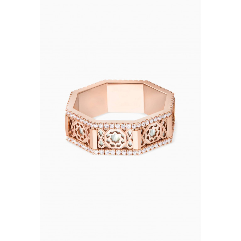 Samra - Oud Turath Band Ring with Diamonds in 18kt Rose Gold