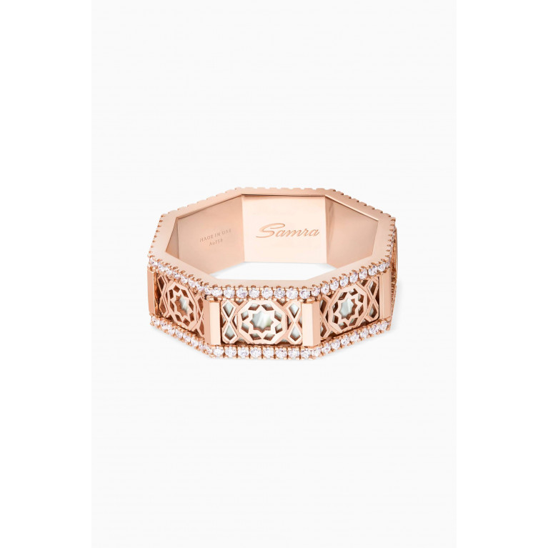 Samra - Oud Turath Band Ring with Diamonds in 18kt Rose Gold